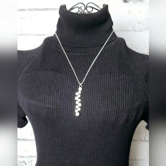 Silver Tone Simulant Diamond Journey Pendant & Necklace - Picture 3 of 5